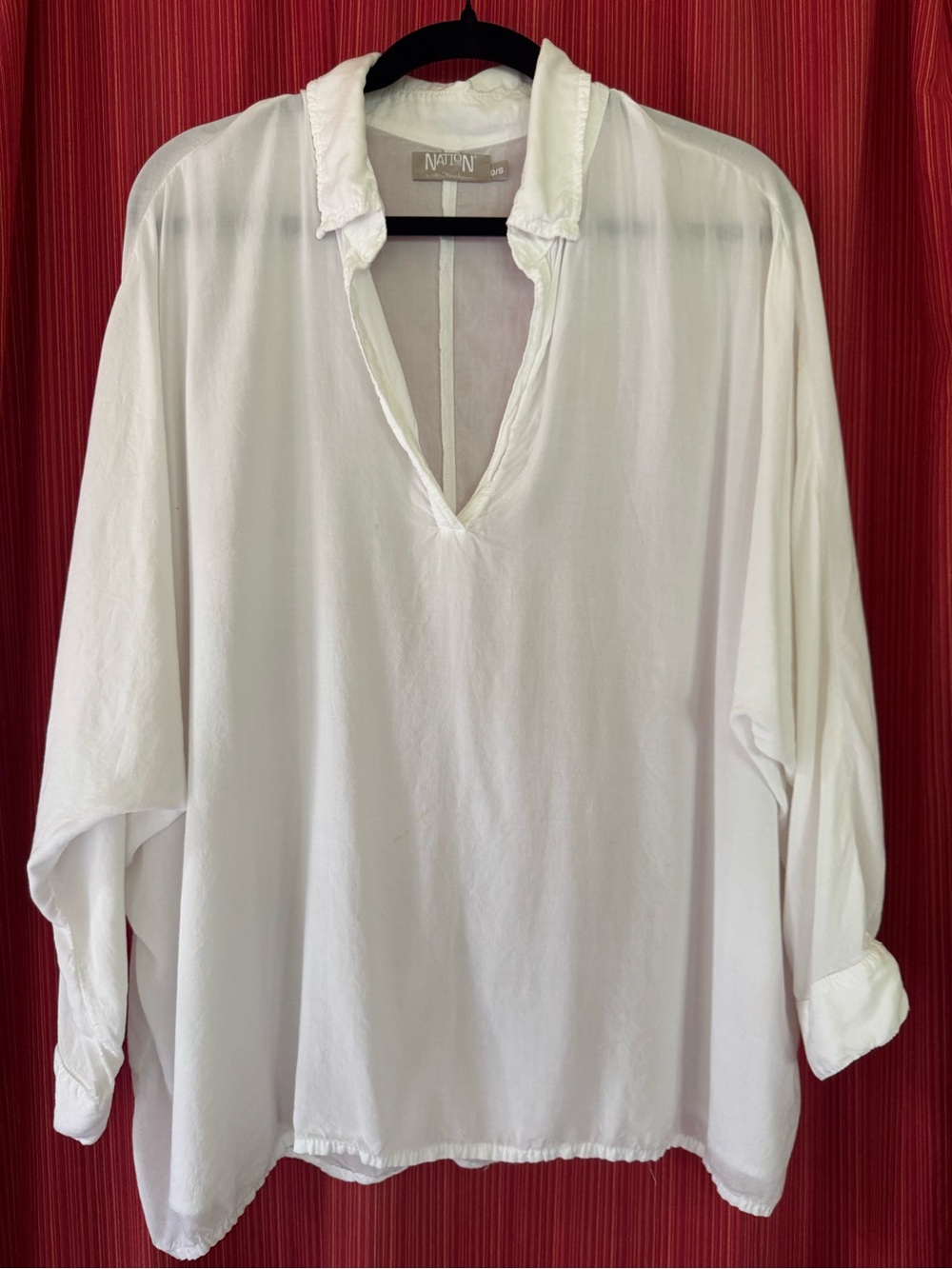 Nation LTD White Lightweight Flowy Dolman Sleeved Blouse - One Size